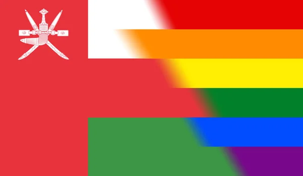 Верхній Вигляд Національного Прапора Оману Флагштока Дизайн Площини Макета Фон — стокове фото
