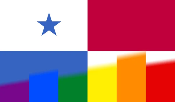 Ulusal Lgbt Panama Bayrağının Üst Görüntüsü Bayrak Direği Yok Uçak — Stok fotoğraf
