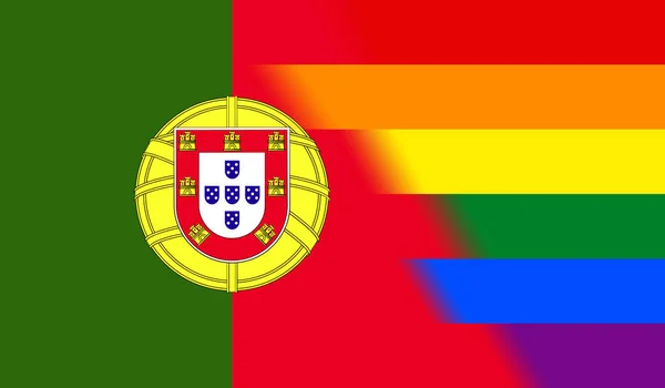 Top View National Lgbt Flag Portugal Flagpole Plane Design Layout — Stock Photo, Image