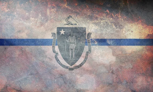 Top View Blue Line Flag Massachusetts State Usa Поліцейський Прапор — стокове фото