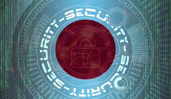 National Cybersikkerhed Japan Digital Baggrund Databeskyttelse Sikkerhedssystemer Koncept Lås Symbol - Stock-foto