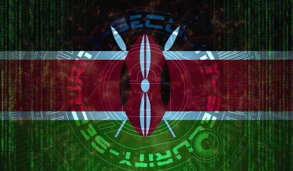 National Cyber Security Kenya Digital Bakgrunnsdatavern Sikkerhetssystemkonseptet Låsesymbol Mørk Flaggbakgrunn – stockfoto