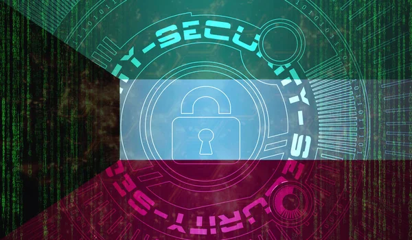 Nasjonal Cybersikkerhet Kuwait Når Det Gjelder Digital Bakgrunnsdatavern Sikkerhetssystemkonseptet Låsesymbol – stockfoto