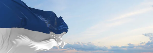 Zászló Assen Hollandia Felhős Háttér Naplemente Panorámás Kilátás Holland Utazási — Stock Fotó