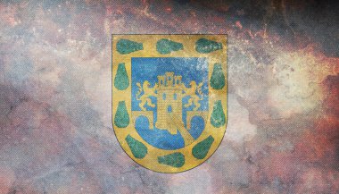 Federal Bölge, Meksika bayrağının en üst görüntüsü. Grunge desenli retro bayrak. Amerika Birleşik Devletleri Vatansever ve Seyahat Konsepti. Bayrak direği yok. Uçak tasarımı, tasarım. Bayrak arkaplanı