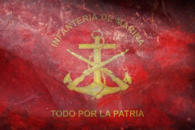 Estandarte Infanteria de Marina, Meksika bayrağının en üst görüntüsü. Grunge desenli retro bayrak. Amerika Birleşik Devletleri Vatansever ve Seyahat Konsepti. Bayrak direği yok. Uçak tasarımı, tasarım. Bayrak arkaplanı