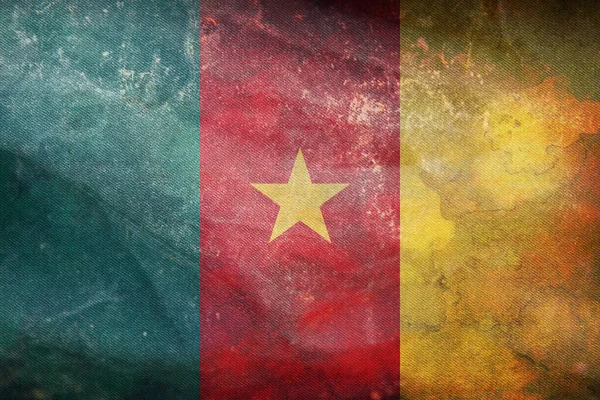 Top View Official Retro Flag Cameroon Grunge Texture Travel Patriot — Stock Photo, Image