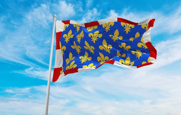 Bandeira Departamento Indre Loire França Fundo Céu Nublado Pôr Sol — Fotografia de Stock