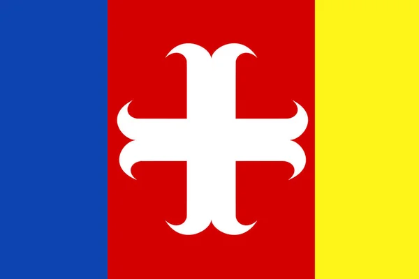 フラグAlvelgem ベルギーのトップビュー ベルギー旅行と愛国者の概念 旗竿はない 平面配置 旗の背景 — ストック写真