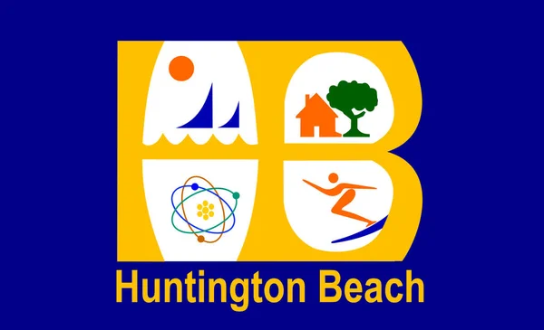 Vista Superior Bandera Huntington Beach California Estados Desatados América Usa —  Fotos de Stock