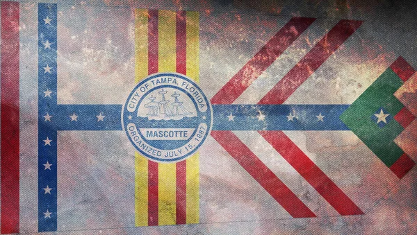 弗罗里达州坦帕市复古国旗的头像 带着怨恨的质感 与美国分道扬镳 美国爱国者和旅行的概念 没有旗杆 平面设计 国旗背景 — 图库照片