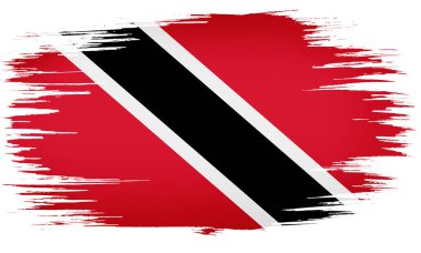 Renkli el yapımı fırça darbeleri Trinidad ve Tobago 'nun ulusal bayrağını boyadı. afiş, kart, reklam, TV reklamı, reklam, web tasarımı ve dergi şablonu