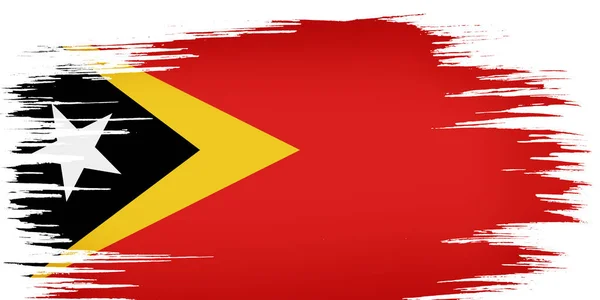 Bunte Handgezeichnete Pinselstriche Malten Die Nationalflagge Von Timor Leste Vorlage — Stockfoto