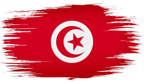 Kleurrijke Handgetekende Penseelstreken Geschilderd Nationale Vlag Van Tunesië Template Voor — Stockfoto