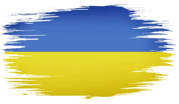 Färgglada Handritade Penseldrag Målade Nationella Flagga Ukraina Mall För Banner — Stockfoto
