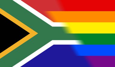 Güney Afrika 'nın ulusal lgbt bayrağının üst görüntüsü, bayrak direği yok. Uçak tasarımı, yerleşim planı, bayrak arka planı. Özgürlük ve aşk konsepti, Gurur ayı. Eylemcilik, toplum ve özgürlük