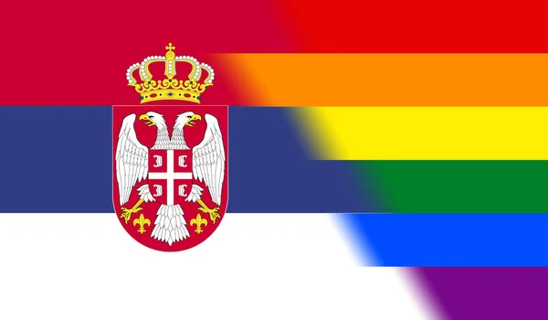Pohled Shora Srbskou Vlajku Žádný Vlajkový Stožár Letecký Design Dispozice — Stock fotografie