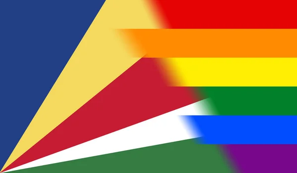 Vista Superior Bandeira Nacional Lgbt Seychelles Sem Mastro Bandeira Projeto — Fotografia de Stock