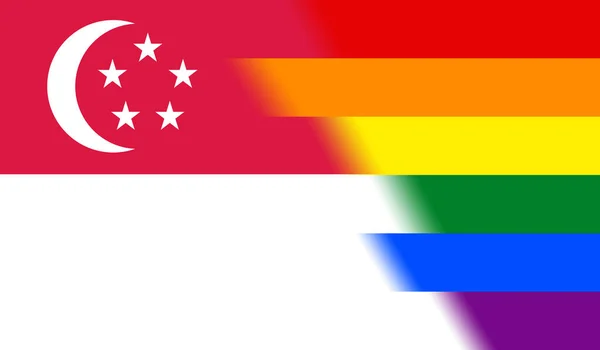 Ovanifrån Nationella Lgbt Flagga Singapore Ingen Flaggstång Plandesign Layout Flagga — Stockfoto