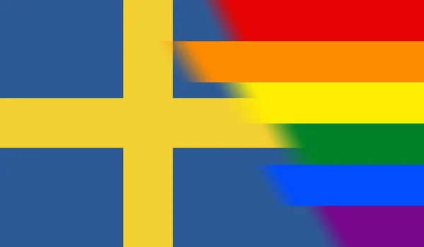 Bovenaanzicht Van Nationale Lgbt Vlag Van Zweden Geen Vlaggenmast Vliegtuig — Stockfoto