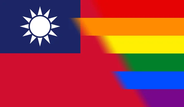 Vista Superior Bandeira Nacional Lgbt Taiwan Sem Mastro Bandeira Projeto — Fotografia de Stock