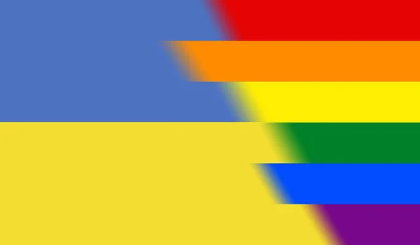 Vue Dessus Drapeau National Lgbt Ukraine Pas Mât Drapeau Conception — Photo