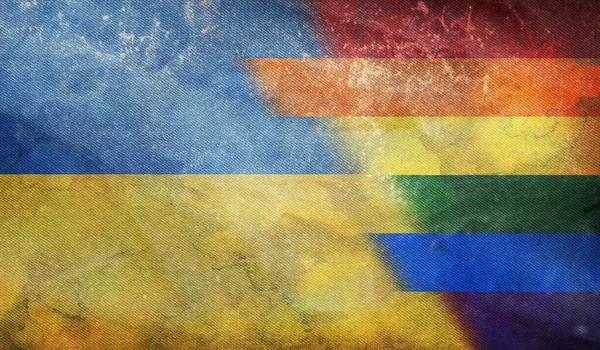 Vista Superior Bandera Nacional Lgbt Retro Ucrania Con Textura Grunge —  Fotos de Stock