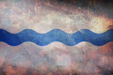 Hollanda, Beek Limburg bayrağının en üst görüntüsü. Grunge desenli retro bayrak. Hollandalı vatansever ve seyahat konsepti. Bayrak direği yok. Uçak tasarımı, tasarım. Bayrak arkaplanı