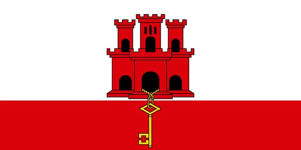 Вид Сверху Официальный Флаг Гибралтара Путешествия Патриотическая Концепция Флагштока Дизайн — стоковое фото
