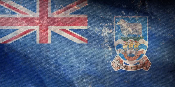 Vista Superior Bandera Oficial Retro Islas Malvinas Con Textura Grunge — Foto de Stock