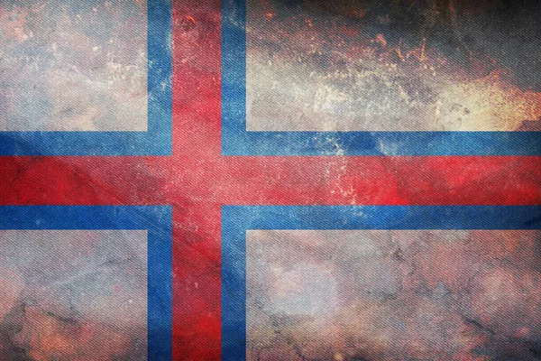 Top View Official Retro Flag Faroe Islands Grunge Texture Travel — Stock Photo, Image