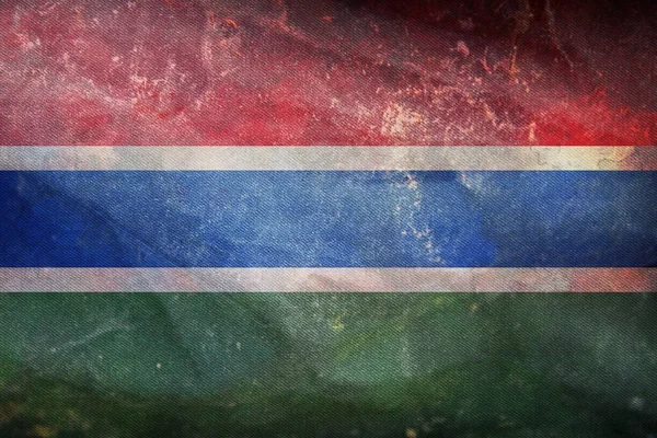 Vista Superior Bandera Retro Oficial Gambia Con Textura Grunge Concepto — Foto de Stock