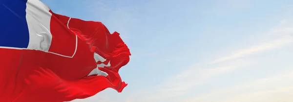 Bandera Oficial Wallis Futuna Fondo Nublado Del Cielo Puesta Del —  Fotos de Stock