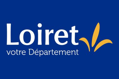 Loiret, Fransa bayrak departmanının en iyi manzarası. Fransız seyahati ve vatanseverlik kavramı. Bayrak direği yok. Uçak tasarımı, tasarım. Bayrak arkaplanı