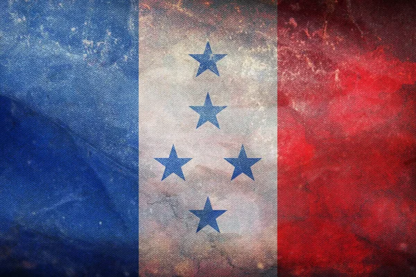 倒挂国旗的顶部是法国的Marque Amiral 其质感极强 法国旅行和爱国心的概念 没有旗杆 平面设计 国旗背景 — 图库照片