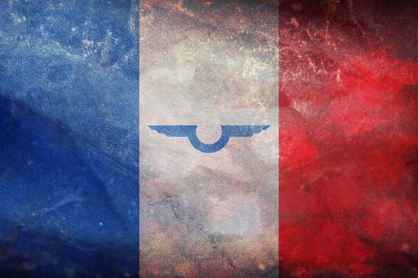 法国空军参谋长 背旗标志Cemaa的最高视图 带有格子纹理 法国旅行和爱国心的概念 没有旗杆 平面设计 国旗背景 — 图库照片