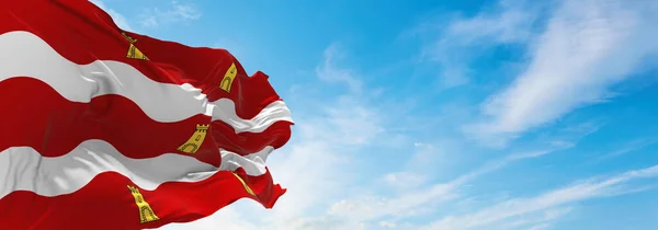 Bandera Del Departamento Deux Sevres Francia Fondo Cielo Nublado Puesta —  Fotos de Stock