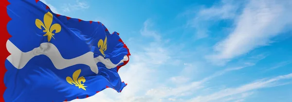 Bandera Del Departamento Indre Francia Fondo Cielo Nublado Puesta Del —  Fotos de Stock