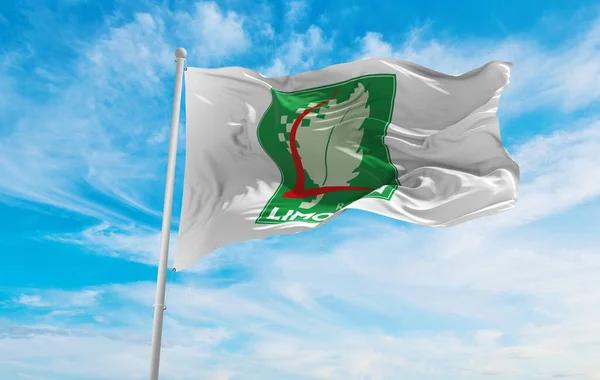 Flagge Der Ehemaligen Region Limousin Frankreich Bei Bewölktem Himmel Bei — Stockfoto