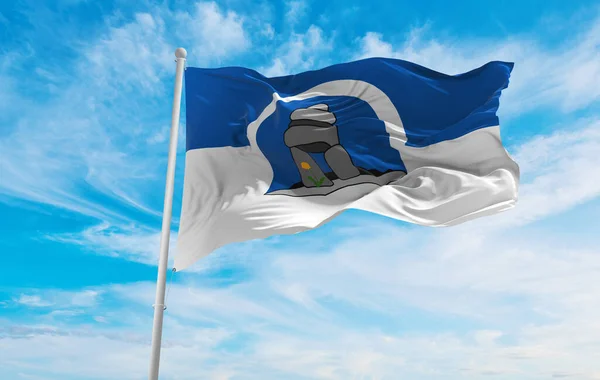 Zászló Franco Nunavois Franciaország Felhős Égbolt Háttér Naplemente Panorámás Kilátás — Stock Fotó