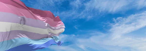 Bandera Grande Ondeando Viento Cielo Nublado Concepto Libertad Amor Mes —  Fotos de Stock