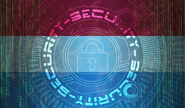 Luxembourgs Nationale Cybersikkerhed Digital Baggrund Databeskyttelse Sikkerhedssystemkoncept Lås Symbol Mørk - Stock-foto