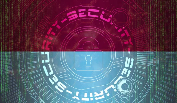 Nasjonal Cybersikkerhet Monaco Digital Bakgrunnsdatavern Sikkerhetssystemkonseptet Låsesymbol Mørk Flaggbakgrunn – stockfoto