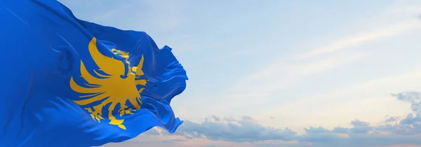 Flaga Heerlen Holandia Tle Zachmurzonego Nieba Zachodzie Słońca Widok Panoramiczny — Zdjęcie stockowe