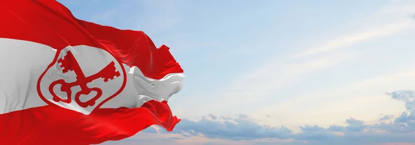 Flag Leiden Netherlands Cloudy Sky Background Sunset Panoramic View Dutch — Stock Photo, Image