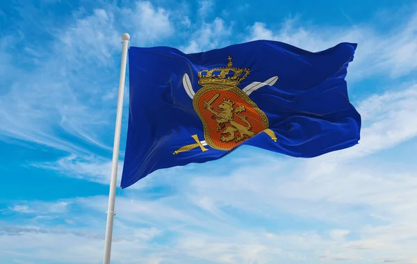 Σημαία Του Βασιλικού Ολλανδικού Στρατού Ολλανδία Στο Θολό Φόντο Του — Φωτογραφία Αρχείου