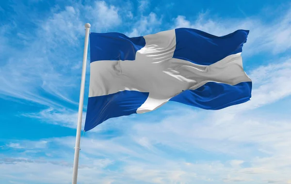 Zászló Zwolle Hollandia Felhős Égbolt Háttér Naplemente Panorámás Kilátás Holland — Stock Fotó