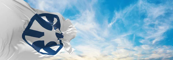 Прапор Міністерства Закордонних Справ Ізраїлю Хмарному Тлі Неба Заходом Сонця — стокове фото