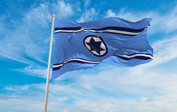 Bandeira Força Aérea Alferes Israel Fundo Céu Nublado Pôr Sol — Fotografia de Stock
