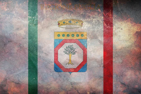 意大利阿普利亚复古国旗的头像 质地粗糙 意大利旅游和爱国者的概念 没有旗杆 平面布局 国旗背景 — 图库照片